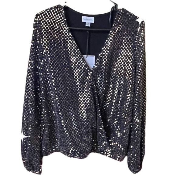 NWT Premier Amour size S wrap front sequined top. - Picture 1 of 7
